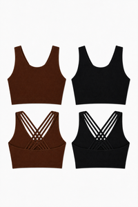 CoreFit Seamless Sports Bra - 2-Pack in Cappuccino / Black