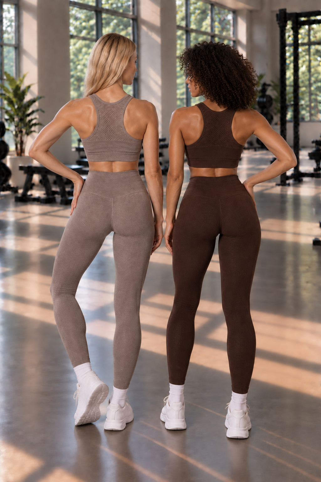 2-Pack CoreFit Racerback Sports Bra in Chocolate Torte / Driftwood