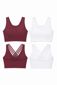 CoreFit Seamless Sports Bra - 2-Pack in Rose Brown / White