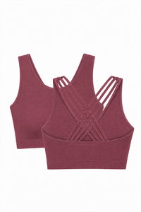 CoreFit Seamless Sports Bra - 2-Pack in Rose Brown / White