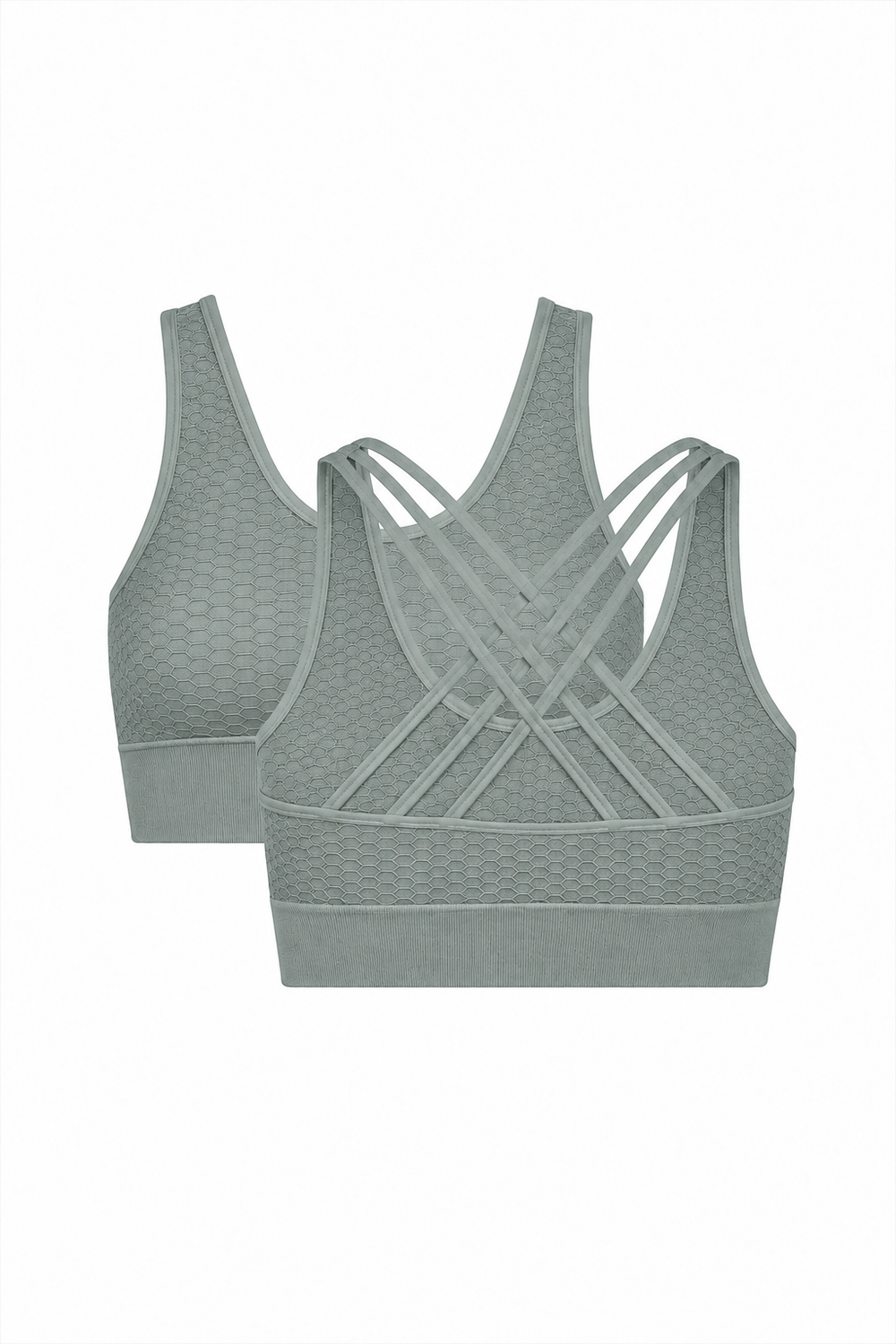 CoreFit Seamless Sports Bra - 2-Pack in Sage / White