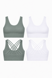 CoreFit Seamless Sports Bra - 2-Pack in Sage / White