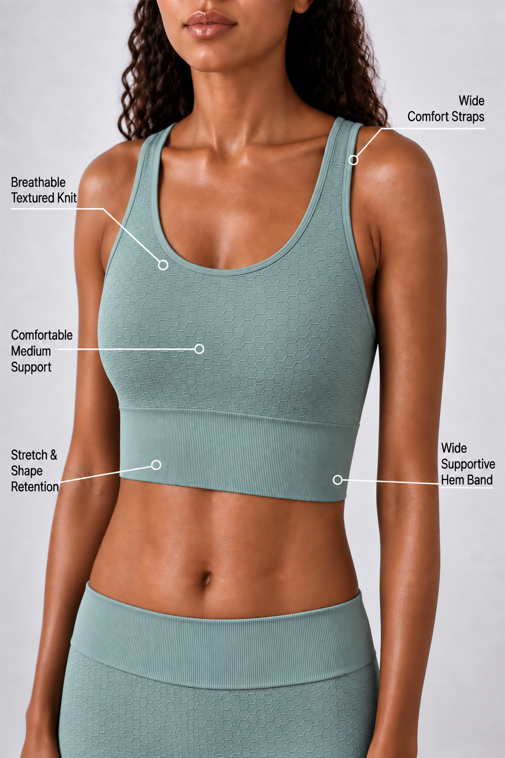 CoreFit Seamless Sports Bra - 2-Pack in Sage / White