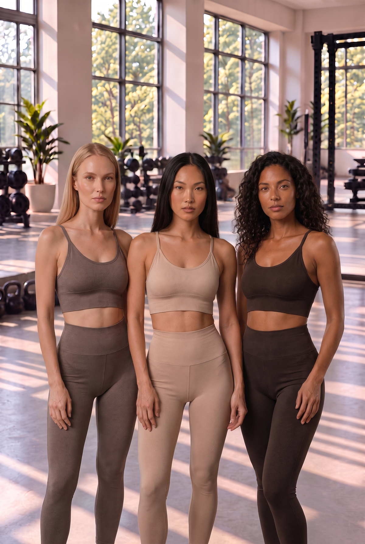 3-Pack CoreFit Racerback Sports Bra in Choc Torte / Driftwood / Atmosphere
