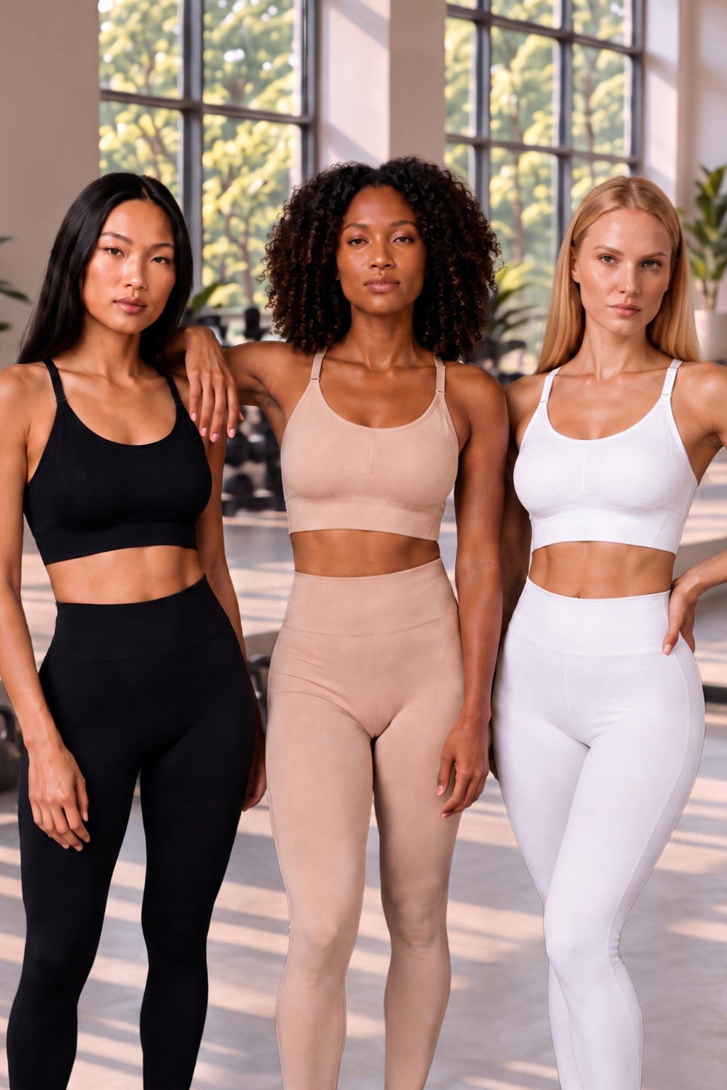 3-Pack CoreFit Racerback Sports Bra in White / Black / Atmosphere