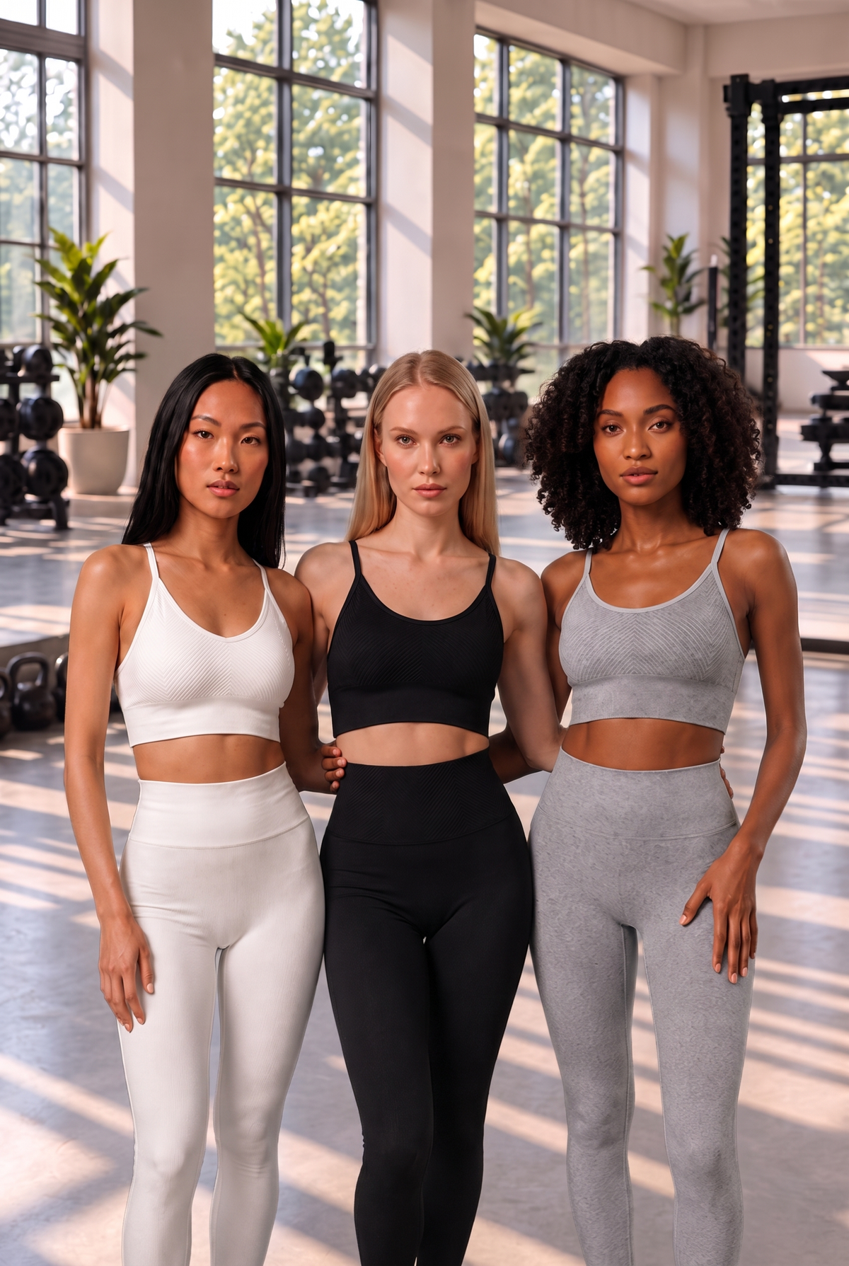 3-Pack CoreFit Racerback Sports Bra in White / Light Heather Gray / Black