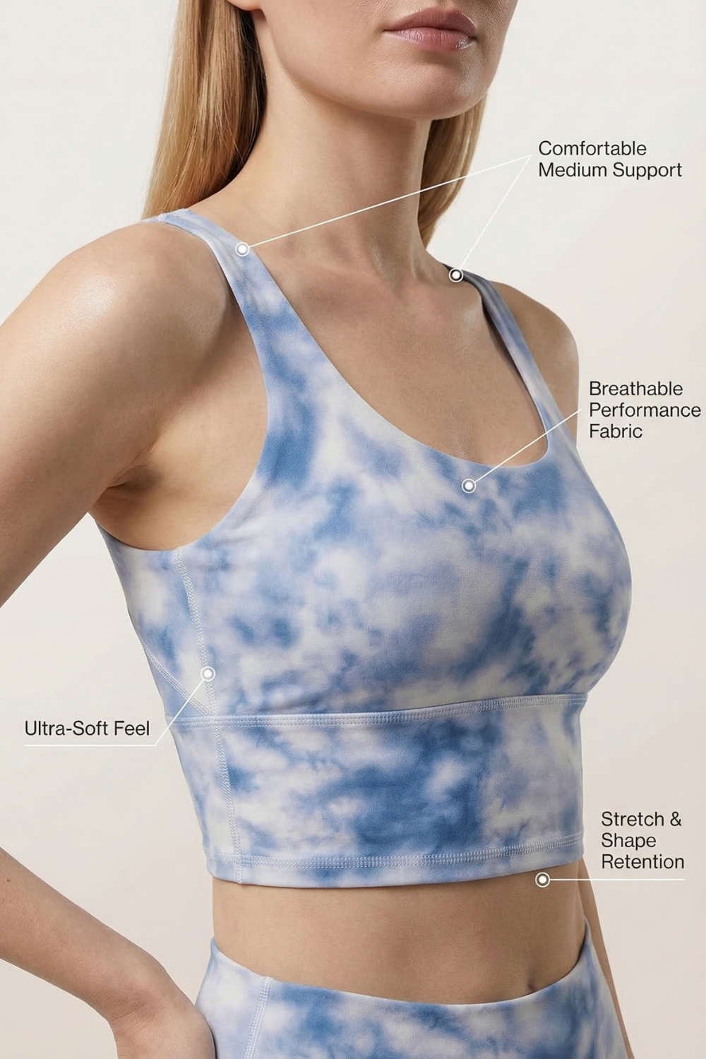 Tie-Dye Printed Yoga Sports Bra