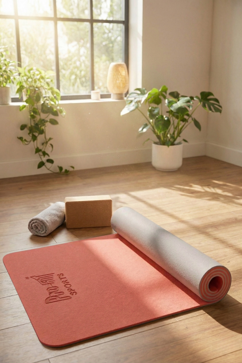 Reversible Studio Yoga Mat - Coral Pink/LT Gray