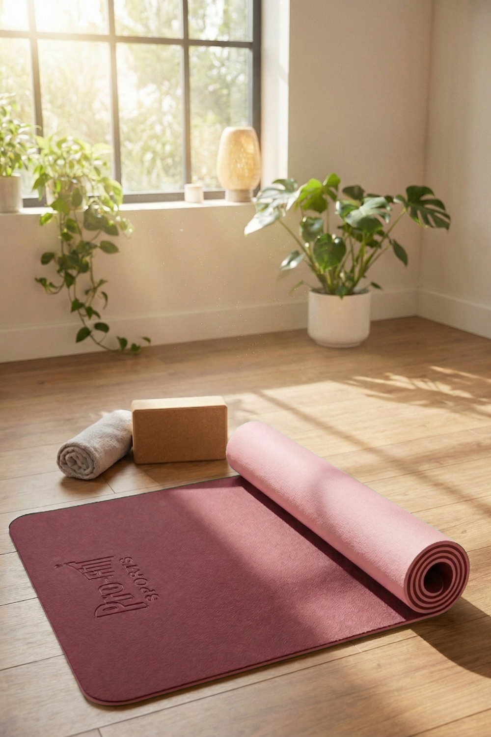 Reversible Studio Yoga Mat - Red Plum/Pink