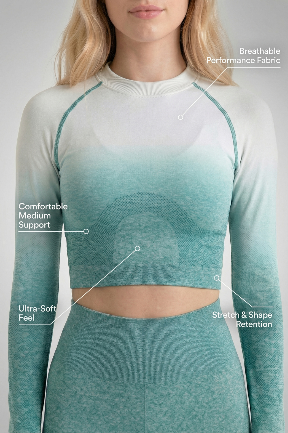 SoftTouch Ombre Long Sleeve Crop Top