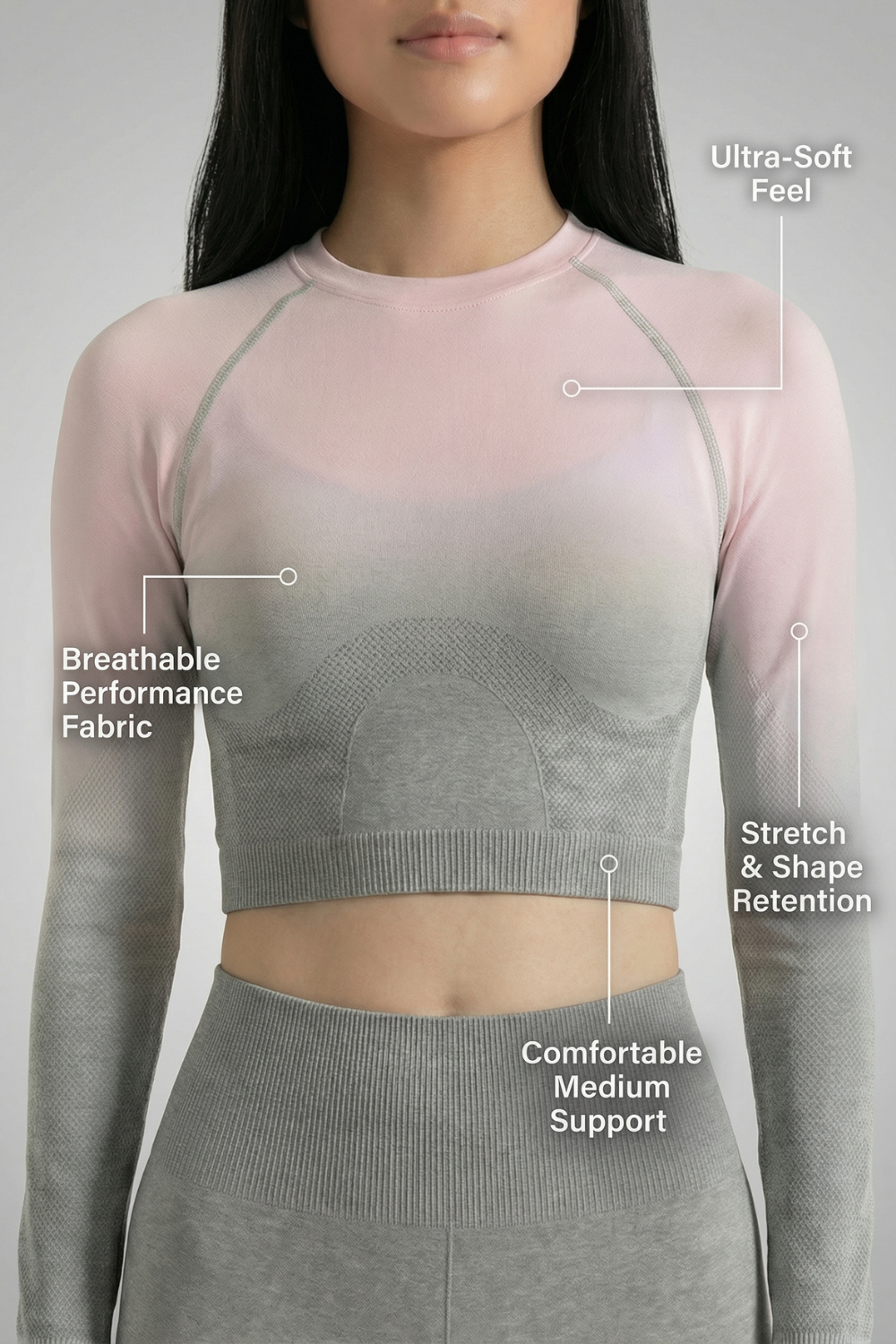 SoftTouch Ombre Long Sleeve Crop Top