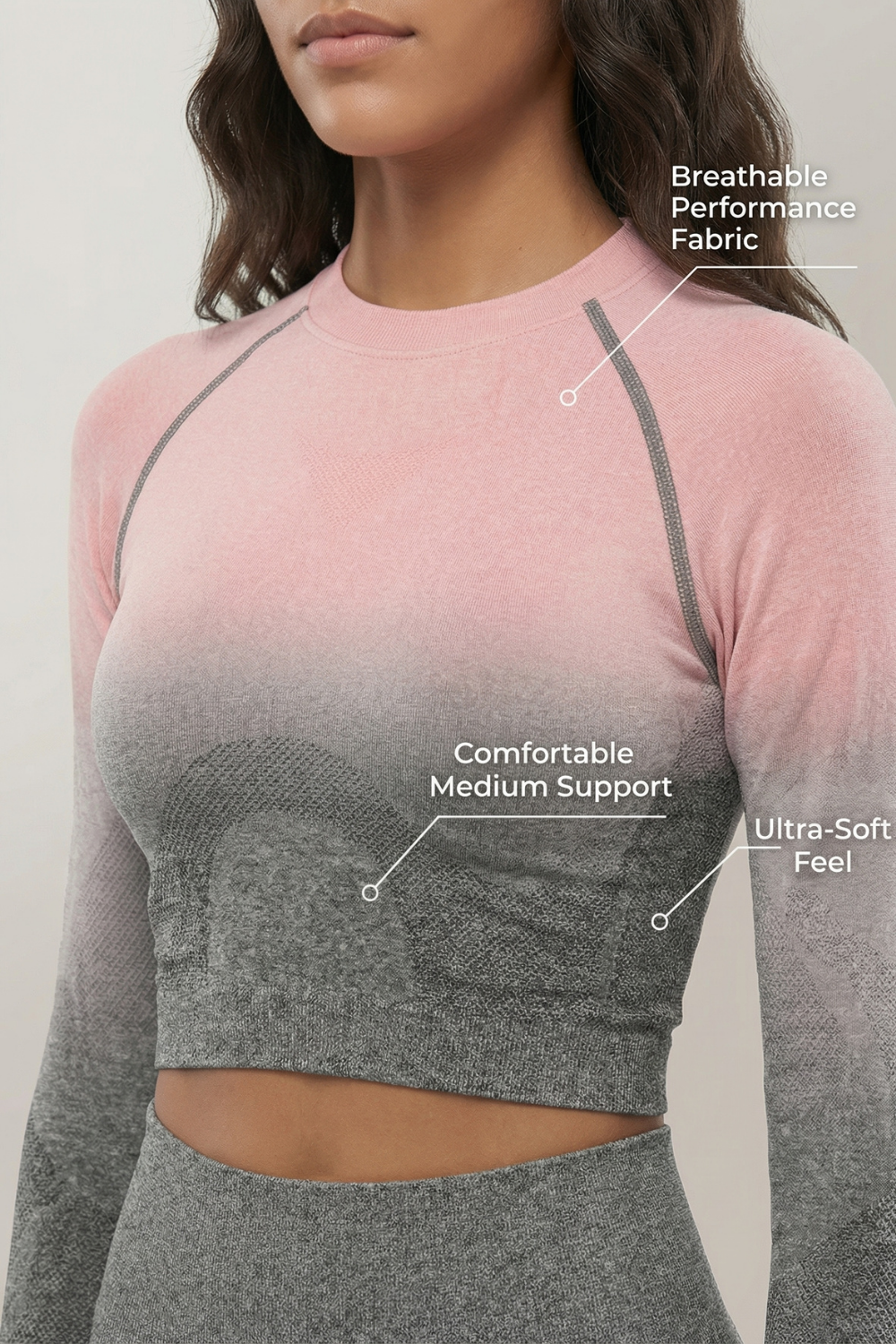 SoftTouch Ombre Long Sleeve Crop Top