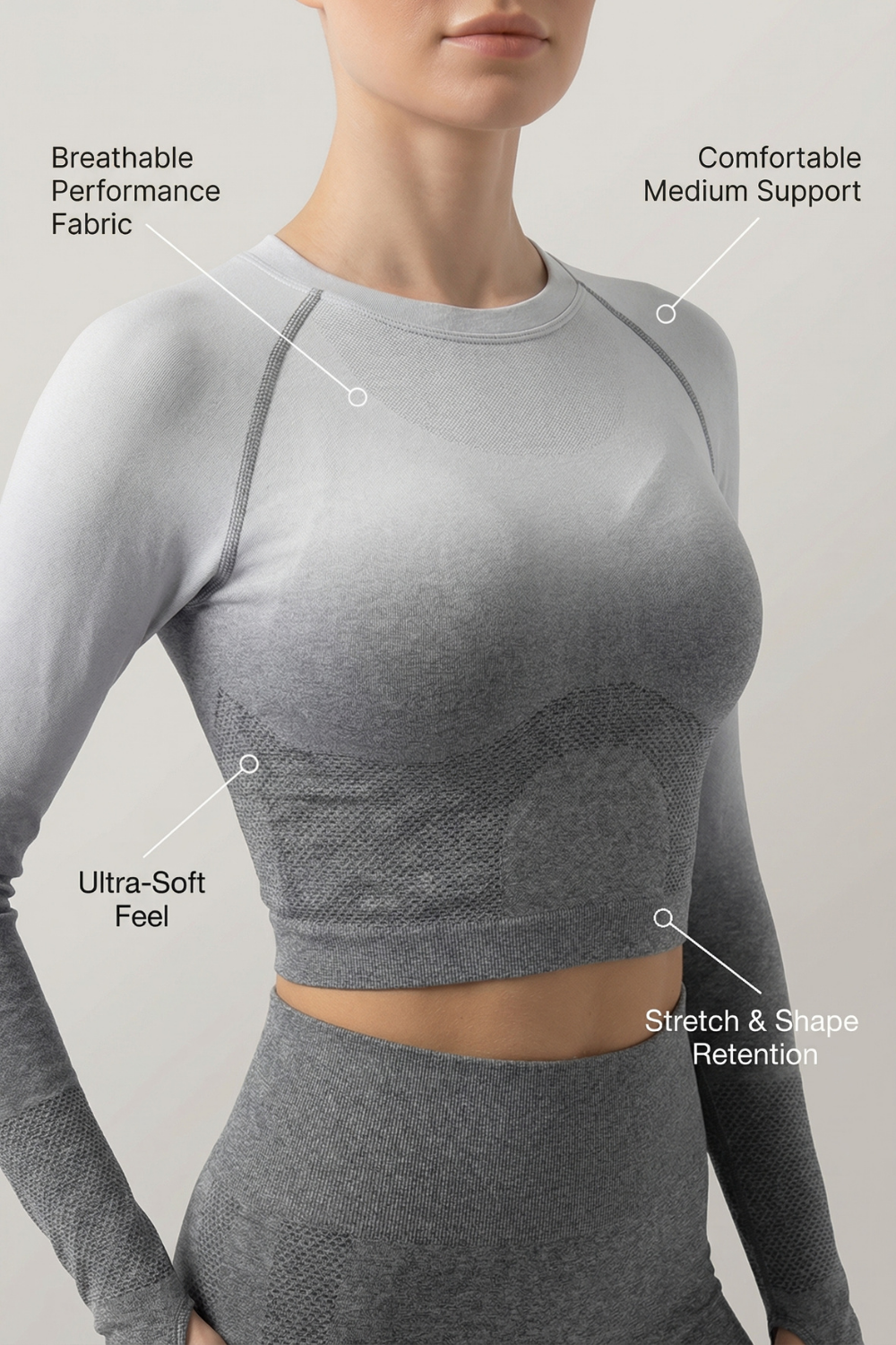 SoftTouch Ombre Long Sleeve Crop Top