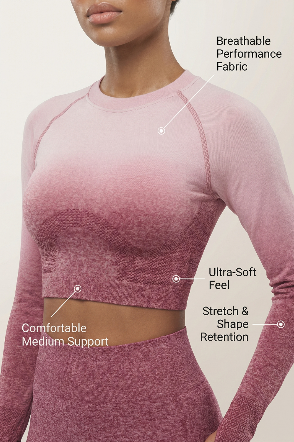 SoftTouch Ombre Long Sleeve Crop Top