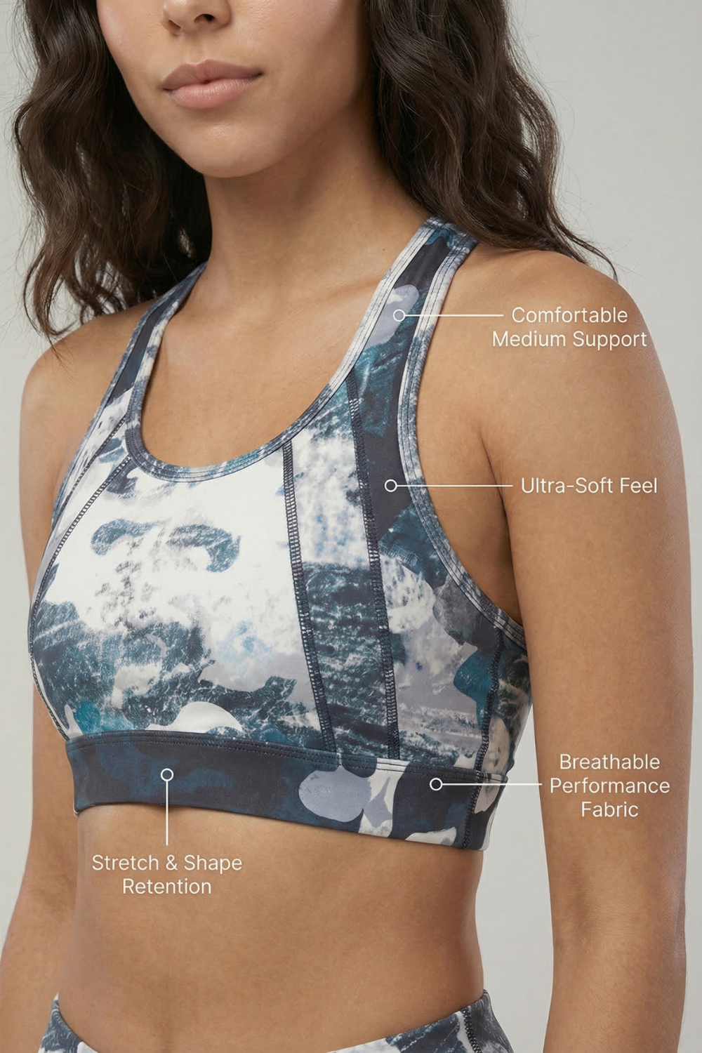 StudioPrint Blue Camo Sports Bra