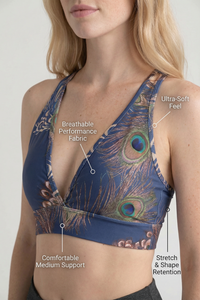 StudioPrint Peacock Feather Sports Bra