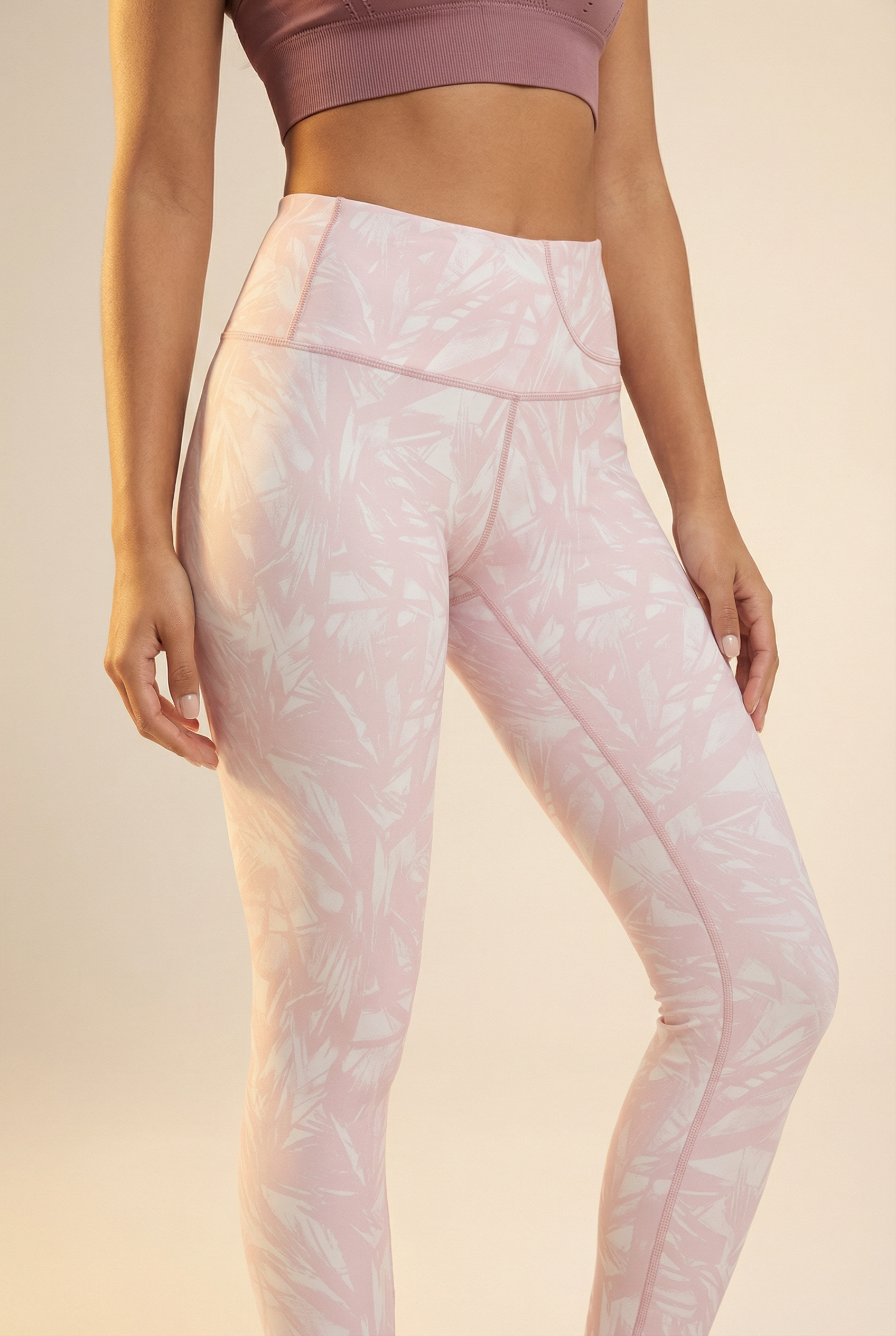 StudioPrint Pink Leaf Pocket High-Waist Legging
