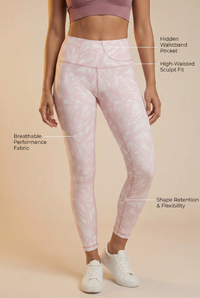 StudioPrint Pink Leaf Pocket High-Waist Legging