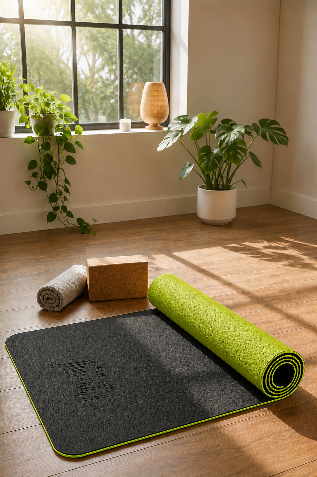 Reversible Studio Yoga Mat - Black/Green