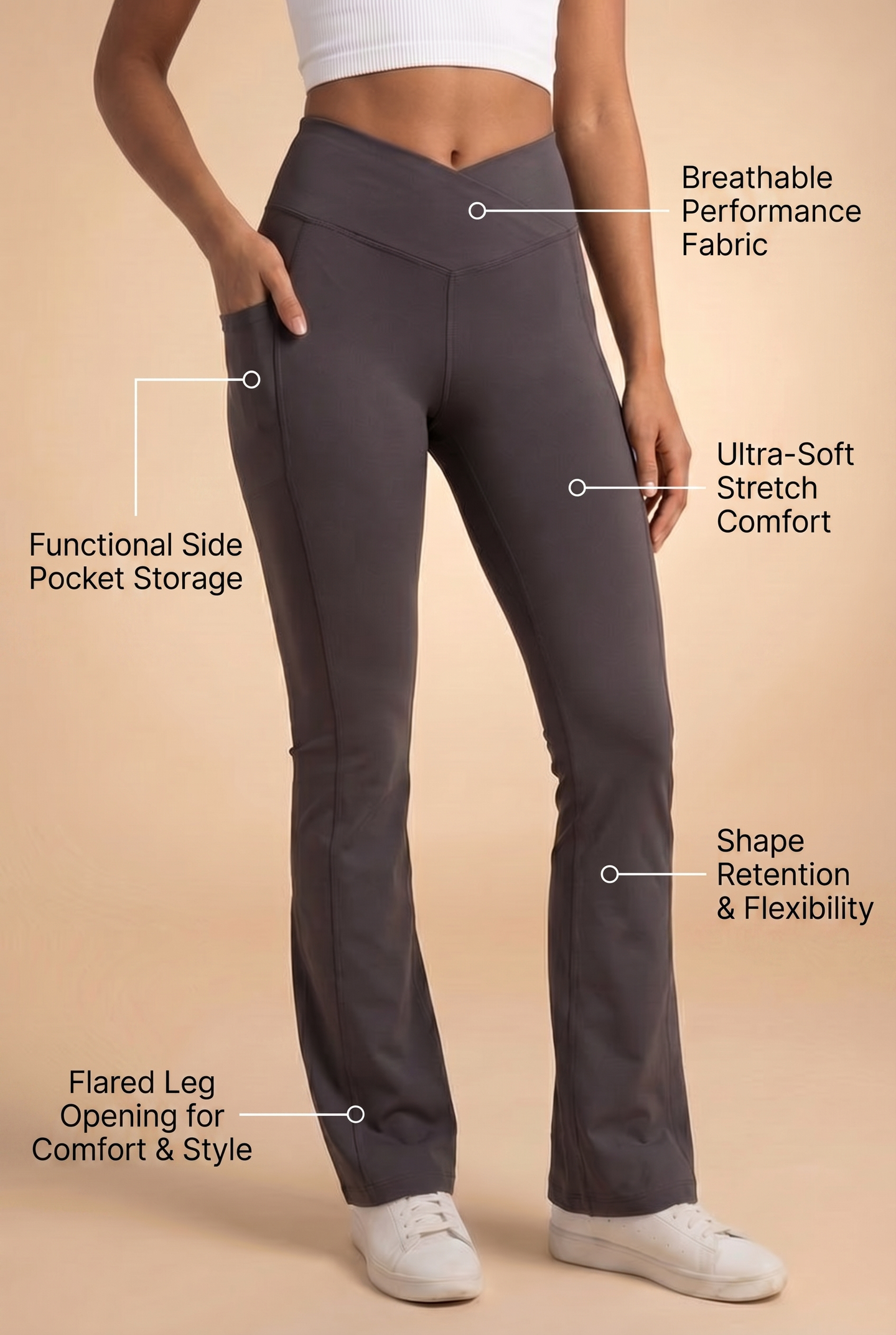 SoftTouch Pocket V-Waist Flare Legging